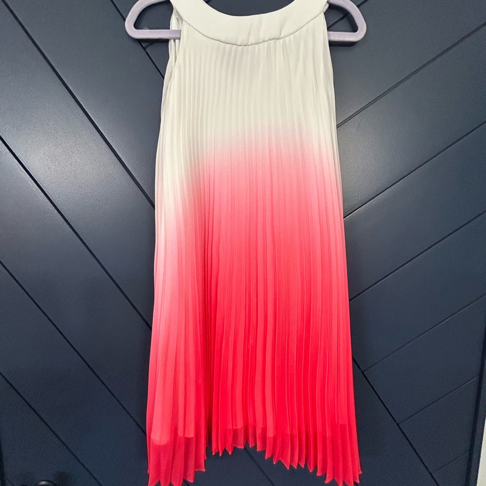 Pink and White Pleated Dress